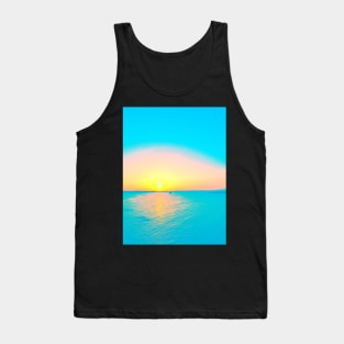 Romantic summer sunset and a sailing boat in the sea Tank Top